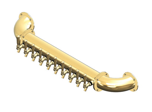 10 Tap Candy Gold Powder Coated 4" Dia. Wall Mount Pipe Tower - Air Cooled
