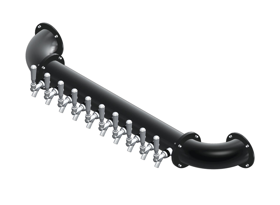 10 Tap Matte Black Powder Coated 4" Dia. Wall Mount Pipe Tower - Air Cooled