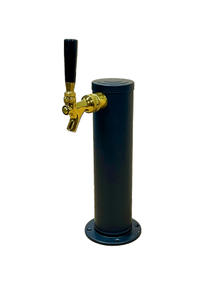 Matte Black 1 Tap Beer Tower - 3" Column with Gold Faucet - Beverage Time