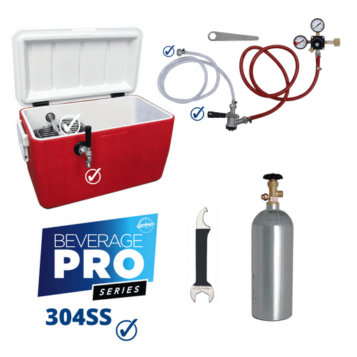 1 Tap Premium Jockey Box with Tapping Kit & Co2 Tank - 120' Coil - Beverage Time