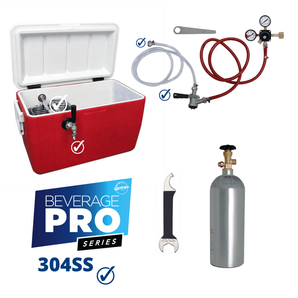 1 Tap Premium Jockey Box with Tapping Kit & Co2 Tank - 50' Coil - Beverage Time