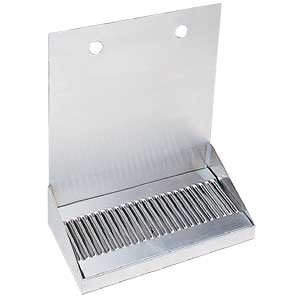 12" Brushed Stainless Steel Wall Mount Drip Tray with 2 Holes - Beverage Time