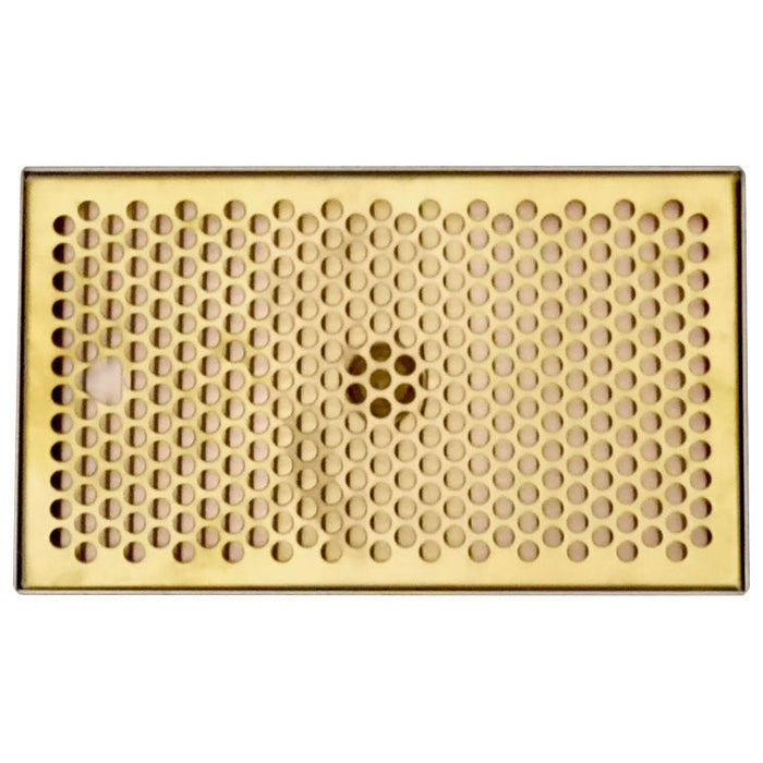 12" x 7" Drip Tray with PVD Brass Insert & Brushed SS Tray Base & Drain - Beverage Time