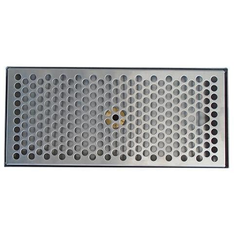 15" x 5-3/8" Brushed Stainless Steel Drip Tray with Drain - Beverage Time