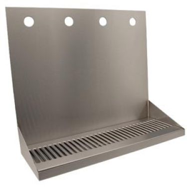16" Brushed Stainless Steel Wall Mount Drip Tray with 4 Holes - Beverage Time