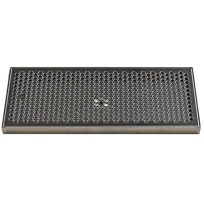16" x 7" Brushed Stainless Steel Drip Tray with Drain - Beverage Time