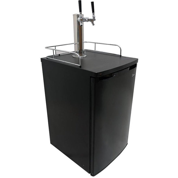 2 Tap Black Kegerator with Tapping Kit - No Tank - Beverage Time