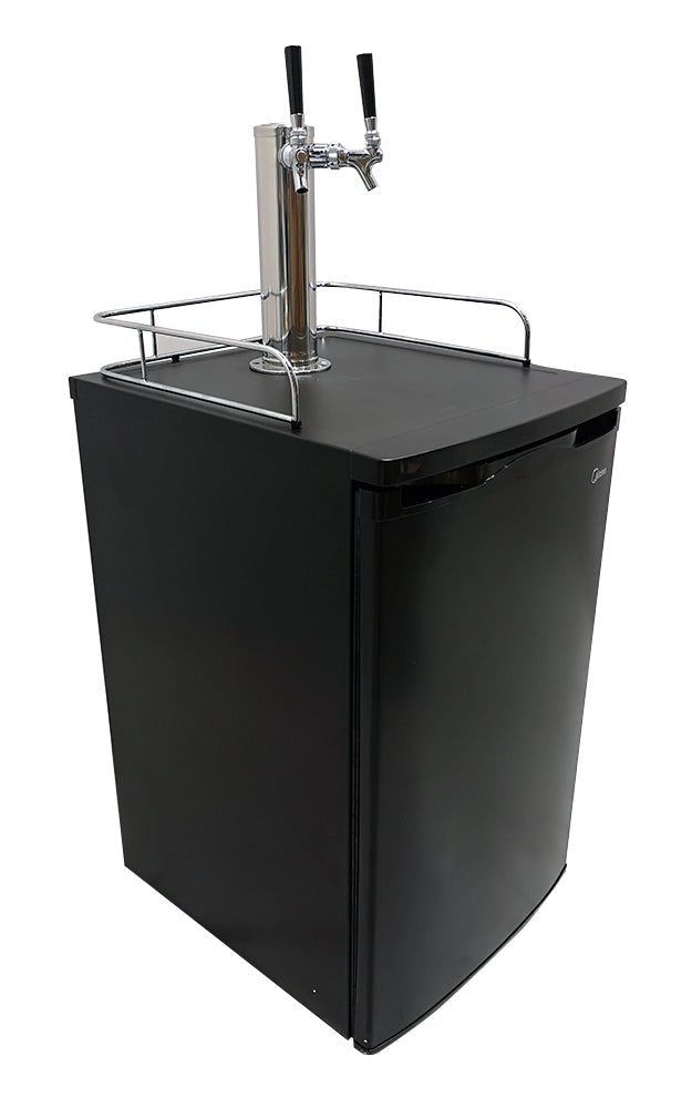 2 Tap Black Kegerator with Tapping Kit & Tank - Beverage Time