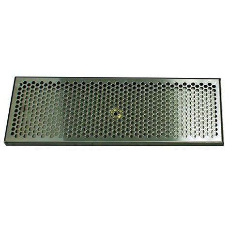20" x 7" Brushed Stainless Steel Drip Tray with Drain - Beverage Time