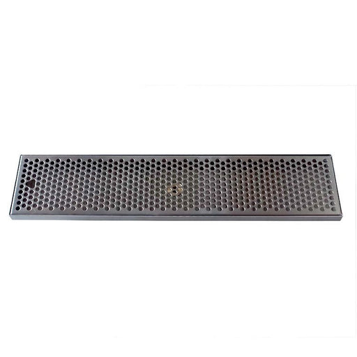 24" x 5-3/8" Brushed Stainless Steel Drip Tray with Drain - Beverage Time