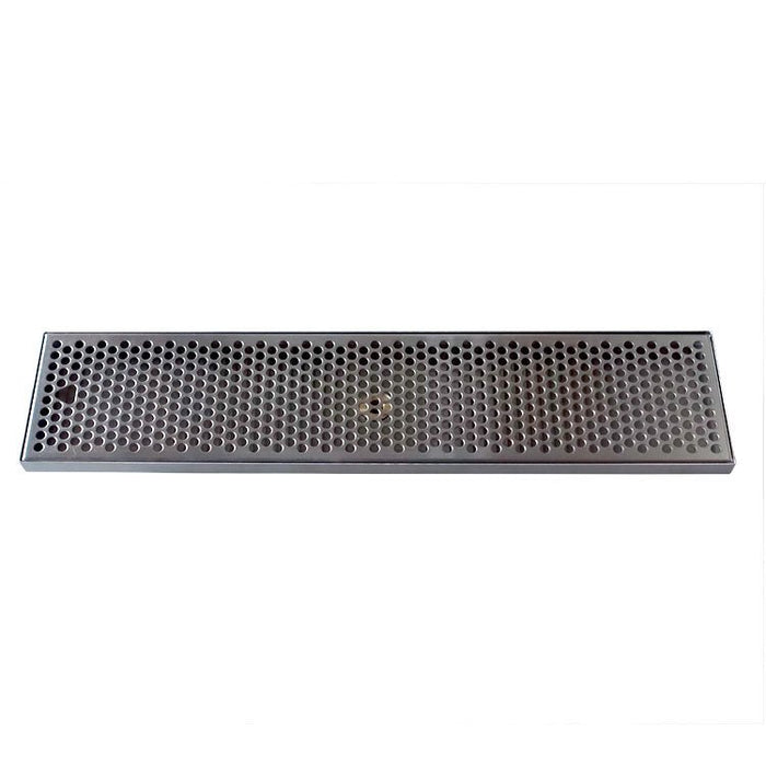 24" x 5-3/8" Brushed Stainless Steel Drip Tray with Drain - Beverage Time