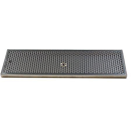 24" x 7" Brushed Stainless Steel Drip Tray with Drain - Beverage Time