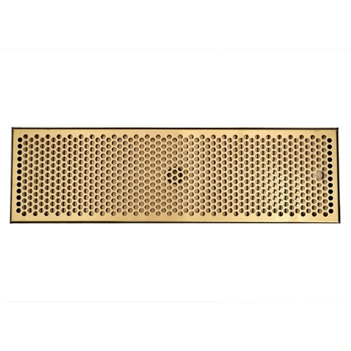 24" x 7" Drip Tray with PVD Brass Insert & Brushed SS Tray Base & Drain - Beverage Time