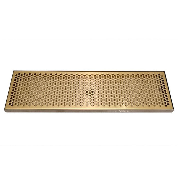 24" x 7" Drip Tray with PVD Brass Insert & Brushed SS Tray Base & Drain - Beverage Time