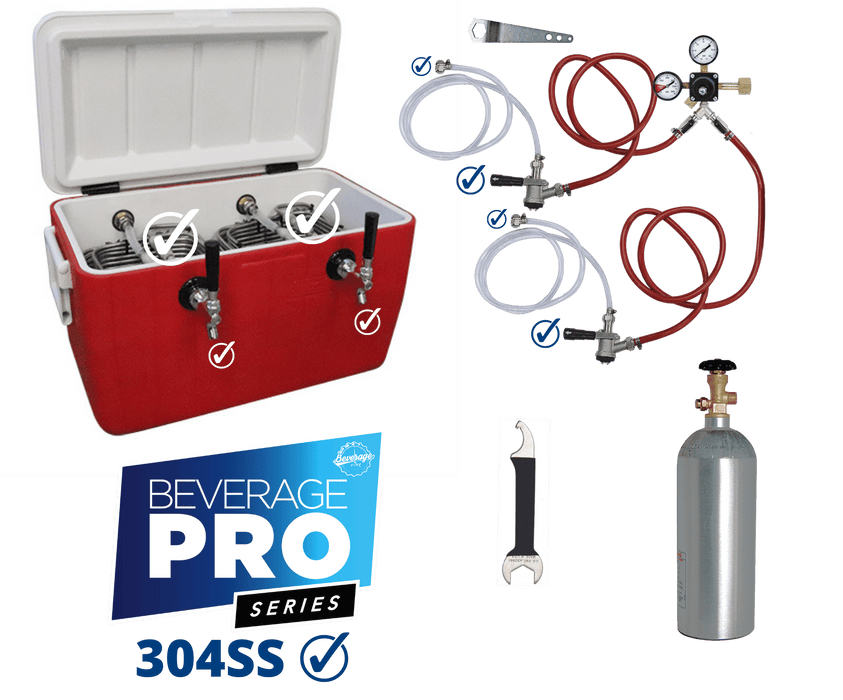2 Tap Premium Jockey Box with Tapping Kit & Co2 Tank - 85' Coils