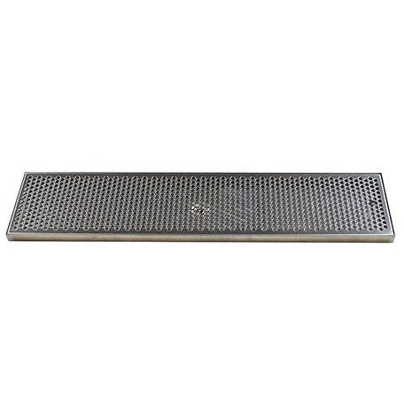 30" x 7" Brushed Stainless Steel Drip Tray with Drain - Beverage Time