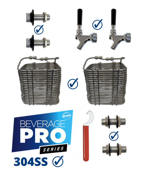 304SS Basic Double Tap DIY Jockey Box Kit - 50' Coil - Beverage Time