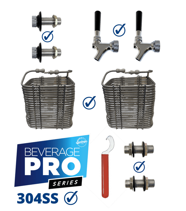 304SS Basic Double Tap DIY Jockey Box Kit - 50' Coil - Beverage Time