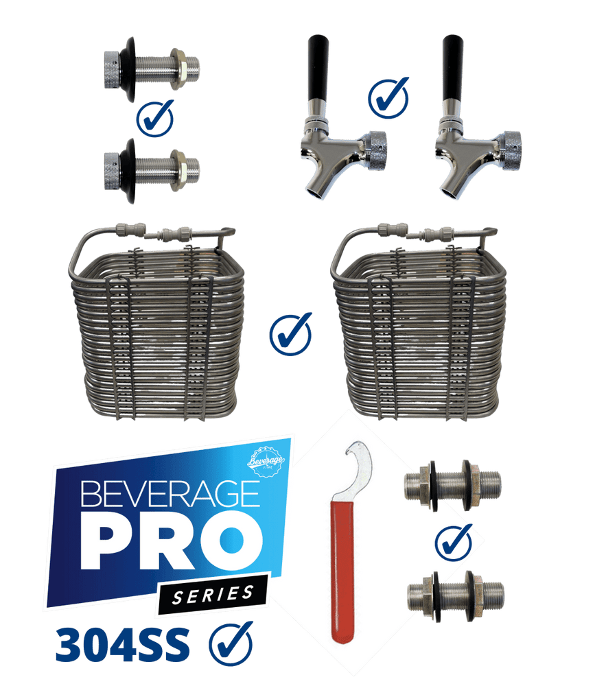 304SS Basic Double Tap DIY Jockey Box Kit - 50' Coil - Beverage Time