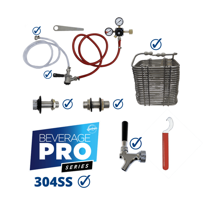 304SS Deluxe Single Tap DIY Jockey Box Kit - 50' Coil - Beverage Time