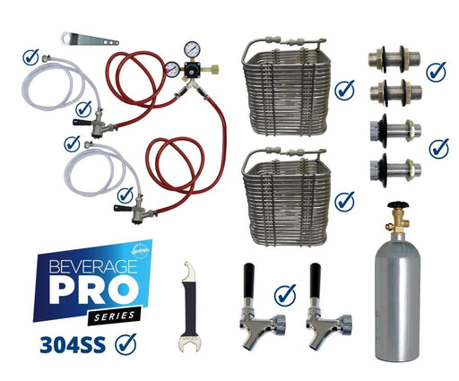 304SS Premium Double Tap DIY Jockey Box Kit - 50' Coils - Beverage Time