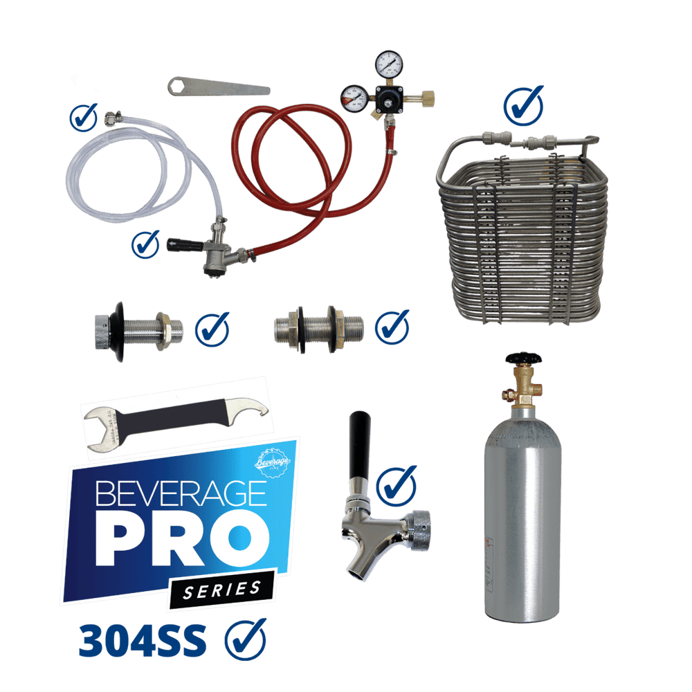304SS Premium Single Tap DIY Jockey Box Kit - 50' Coil - Beverage Time