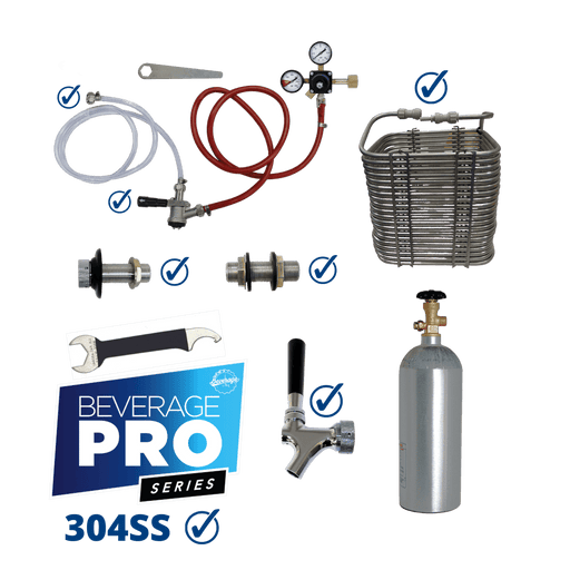 304SS Premium Single Tap DIY Jockey Box Kit - 50' Coil - Beverage Time