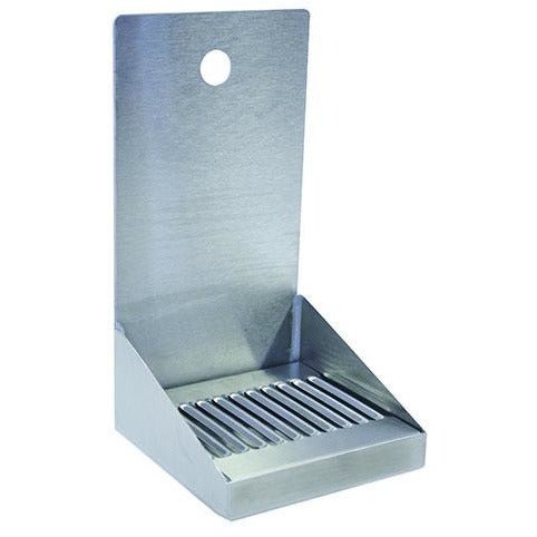 6" Brushed Stainless Steel Wall Mount Drip Tray with 1 hole - Beverage Time