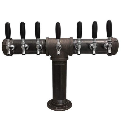 7 Tap Cast Iron Industrial Pipe "T" Tower - Beverage Time