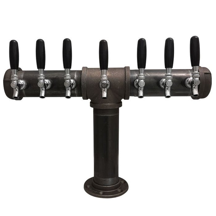 7 Tap Cast Iron Industrial Pipe "T" Tower - Beverage Time