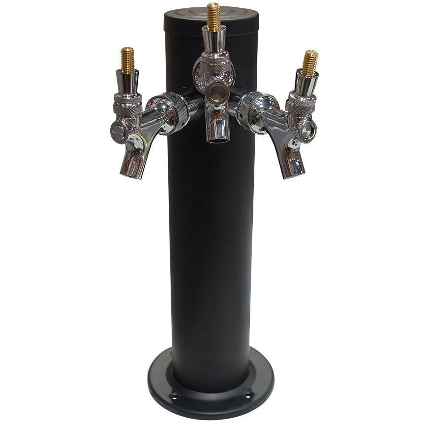Matte Black 3 Tap Beer Tower - 3" Column