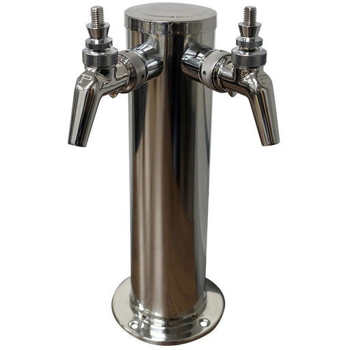 Polished 304SS 2 Tap (Perlick 630SS) Beer Tower - 3" Column "ALL SS"