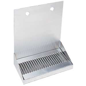 12" Brushed Stainless Steel Wall Mount Drip Tray with 2 Holes