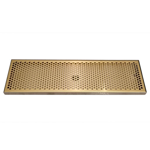24" x 7" Drip Tray with PVD Brass Insert & Brushed SS Tray Base & Drain
