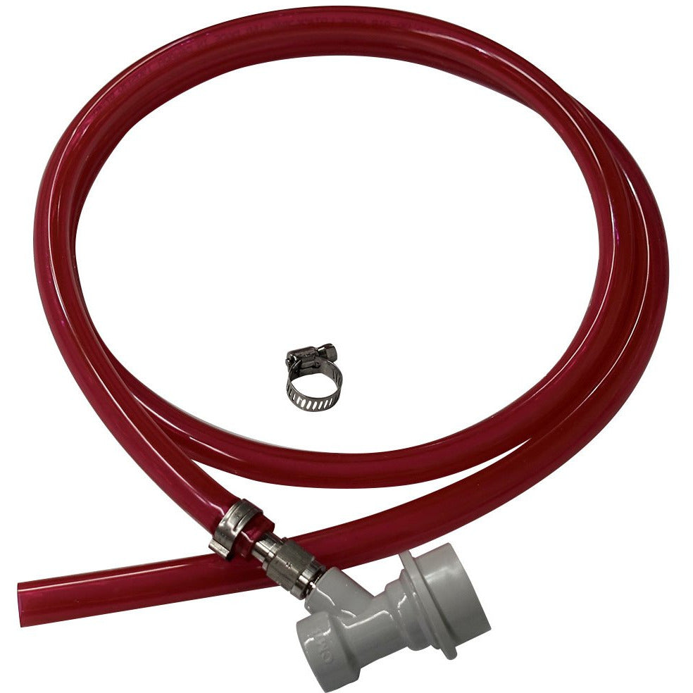5' of 5/16" ID Red Vinyl Gas Line with Ball Lock Gas Fitting