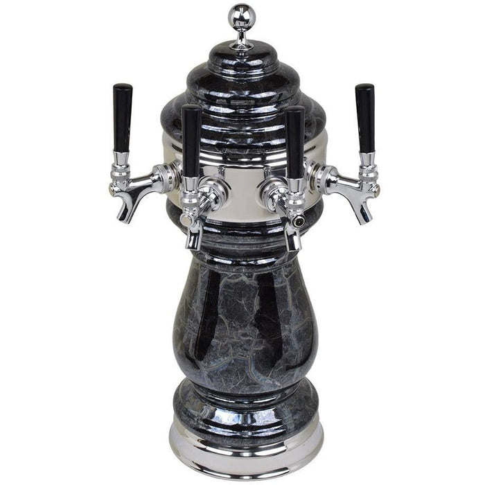 Black Marble Ceramic 4 Tap Air Tower - Chrome Accents - Beverage Time