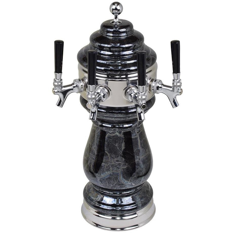 Black Marble Ceramic 4 Tap Air Tower - Chrome Accents - Beverage Time