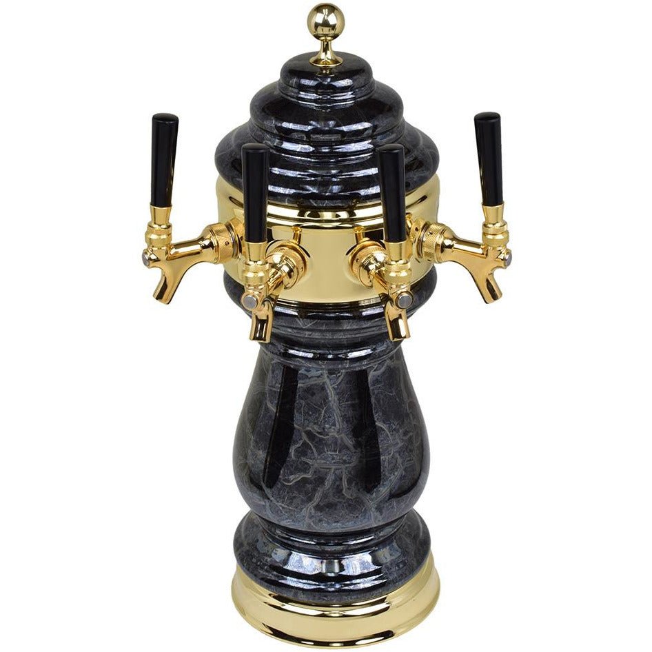 Black Marble Ceramic 4 Tap Air Tower - Gold Accents - Beverage Time