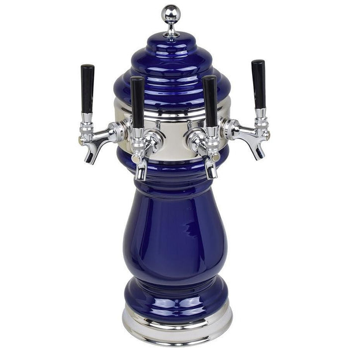 Cobalt Blue Ceramic 4 Tap Air Tower - Chrome Accents - Beverage Time