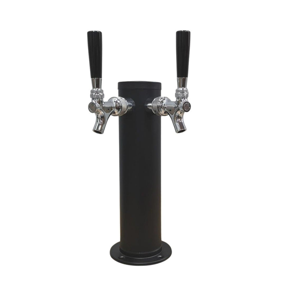 Matte Black 2 Tap Beer Tower - 3" Column - Beverage Time