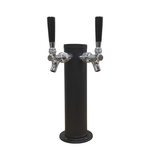 Matte Black 2 Tap Beer Tower - 3" Column - Beverage Time