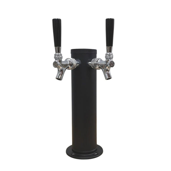 Matte Black 2 Tap Beer Tower - 3" Column - Beverage Time