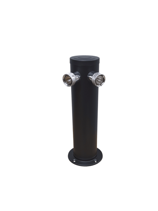 Matte Black 2 Tap Beer Tower - 3" Column No Faucets - Beverage Time