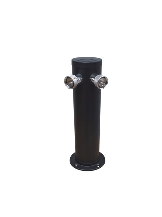 Matte Black 2 Tap Beer Tower - 3" Column No Faucets - Beverage Time