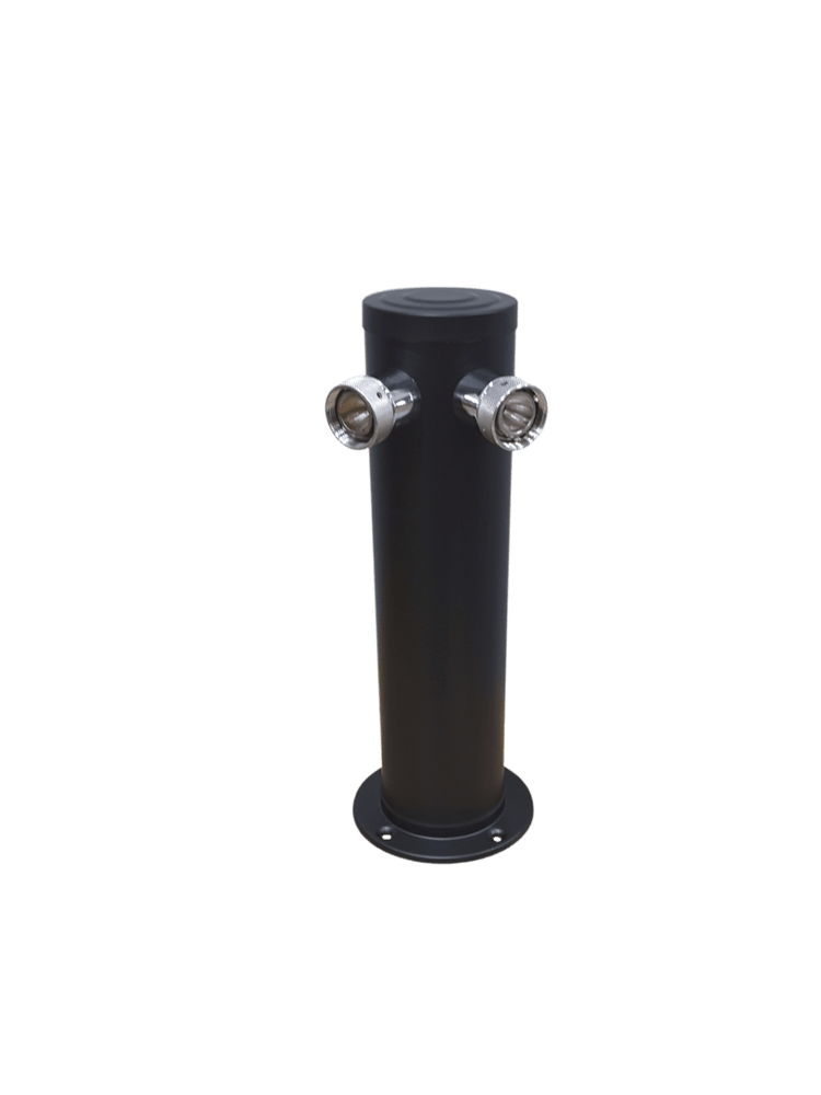 Matte Black 2 Tap Beer Tower - 3" Column No Faucets - Beverage Time