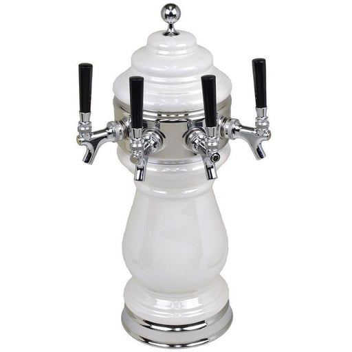 Pearl White Ceramic 4 Tap Air Tower - Chrome Accents - Beverage Time