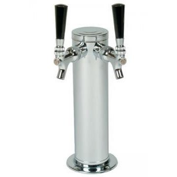Polished 304SS 2 Tap Beer Tower - 3" Column - Beverage Time