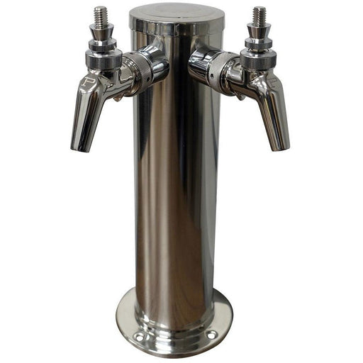 Polished 304SS 2 Tap (Perlick 630SS) Beer Tower - 3" Column - Beverage Time