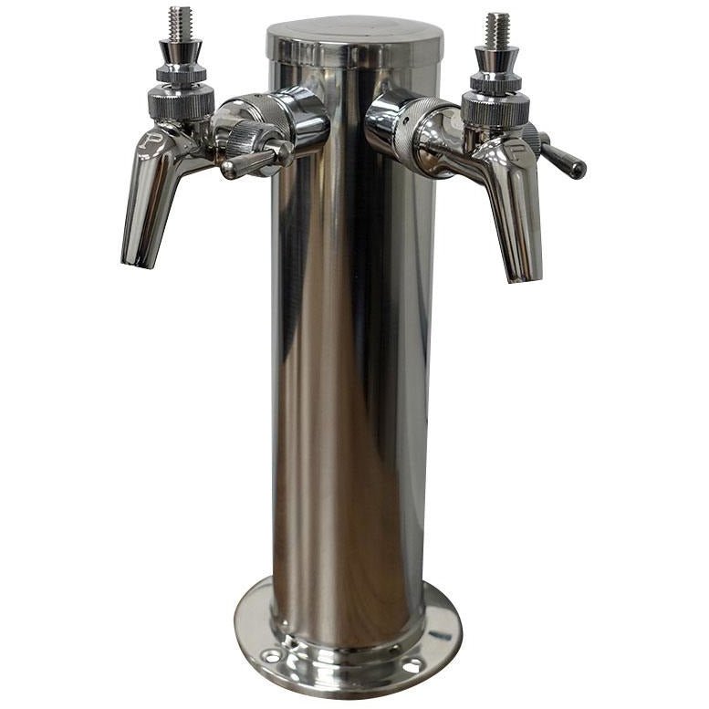 Polished 304SS 2 Tap (Perlick 650SS) Beer Tower - 3" Column "ALL SS" - Beverage Time