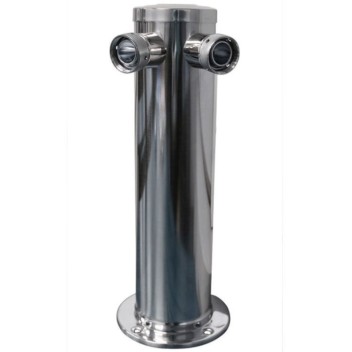 Polished 304SS Two Oulet Beer Tower - 3" Column - Beverage Time